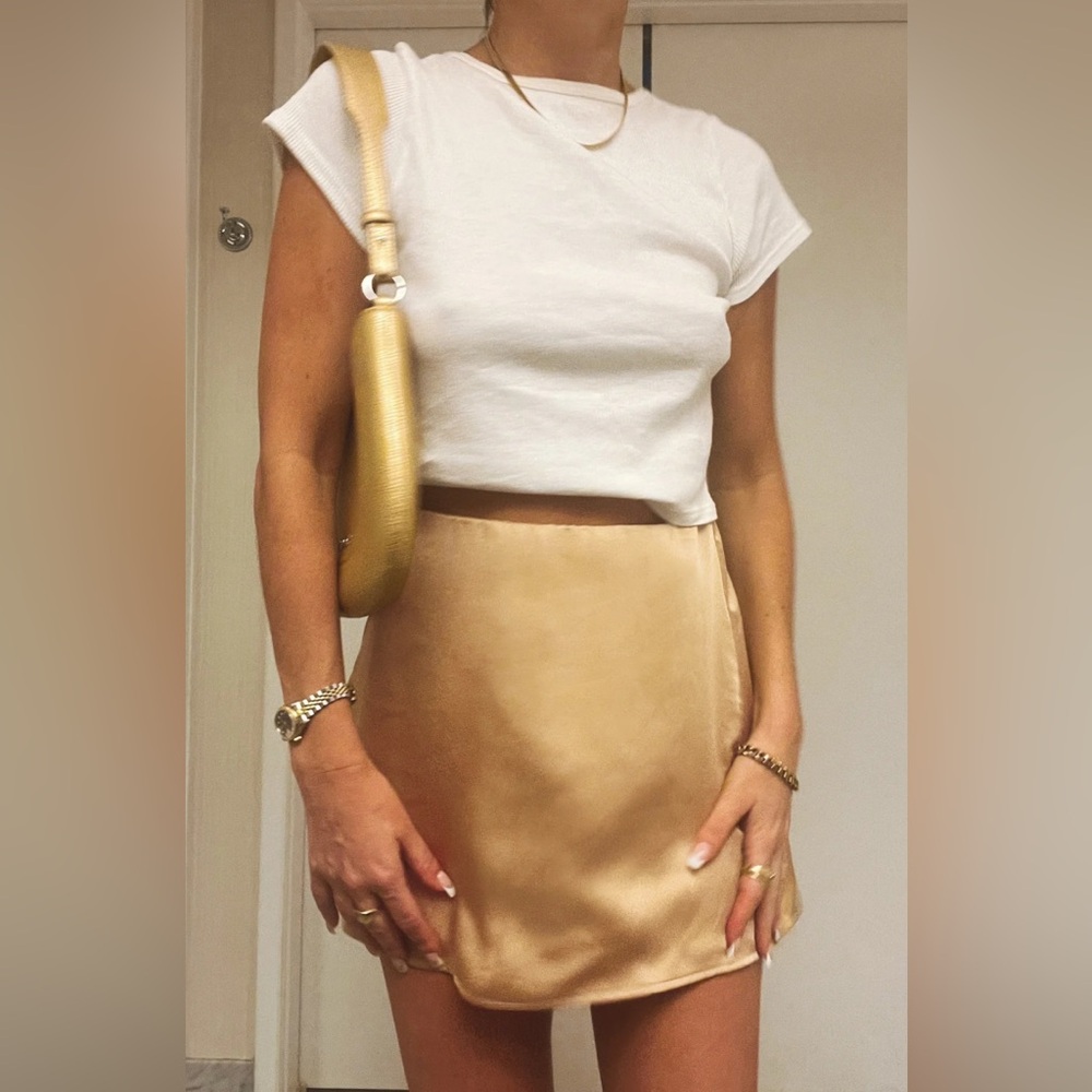 Show Me Your MuMu Gold Satin Skirt